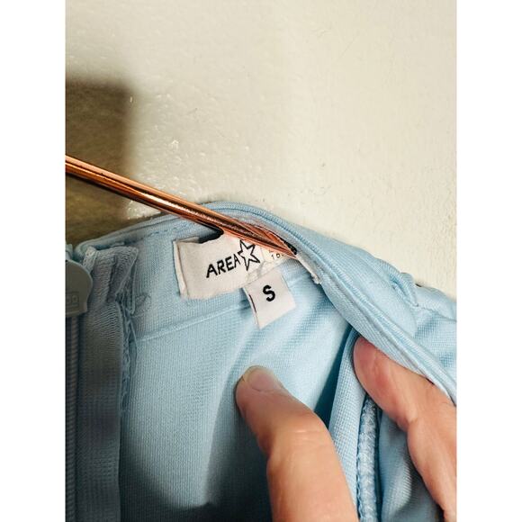 AREA STARS Light Blue Ruffle Sleeve V-Neck Cap Sleeve Jumpsuit Playsuit Size S - Picture 12 of 16